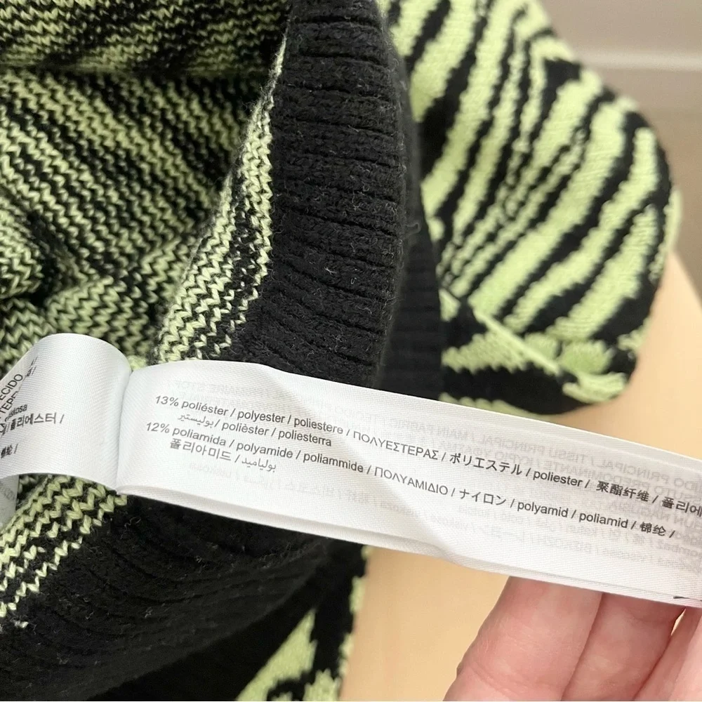 ZARA Chunky Mod Turtleneck Sweater – Leopard Zebra Print, Chartreuse, Size M - Picture 12 of 16
